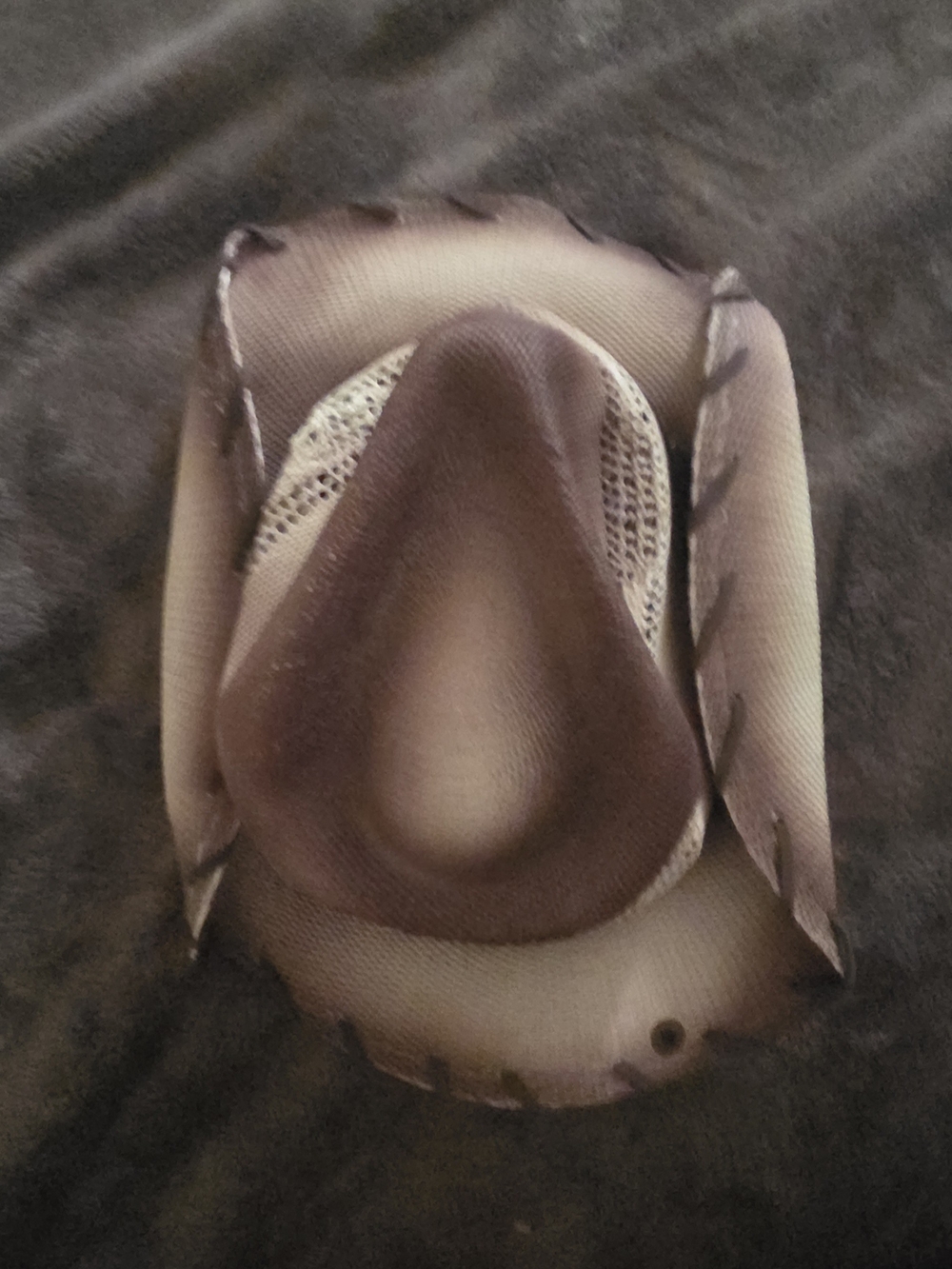 Peter Grimm Brown Leather Trim Cowgirl Hat with Woven Crown Accents
